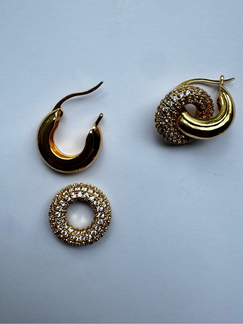 Luv Aj Gold-tone Pave Crystal Hoop Drop Earrings